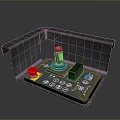 Black Control Console With Joystick Red Button And Multiple Control Icons